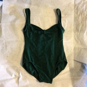 Mirella Dark Green Pinch Front Camisole Leotard